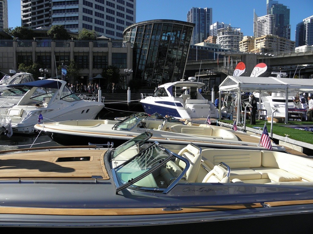 Chris-Crafts in the foreground, Regal in the rear at the impressive Premier Marine display at the Sydney International Boat Show. - Premier Marine © Premier Marine .